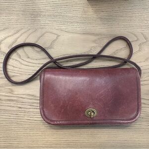Vintage Burgundy Leather Coach Crossbody Bag
